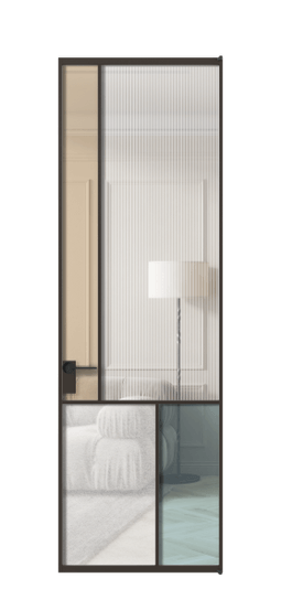 Межкомнатная дверь АЛПЛ041.20 ААН 4 стекла. Цвет Алюминий антрацит. Материал Алюминий в эмали. Коллекция Mosaic. Фото. Дверь межкомнатная АЛПЛ041.20 ААН 4 стекла. Цвет Алюминий антрацит. Материал Алюминий в эмали. Коллекция Mosaic. Картинка.