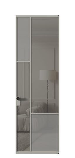 Межкомнатная дверь АЛПЛ041.13 АНСР сатин матовое + Серый прозрачное. Цвет Алюминий нейтральный серый. Материал Алюминий в эмали. Коллекция Mosaic. Фото. Дверь межкомнатная АЛПЛ041.13 АНСР сатин матовое + Серый прозрачное. Цвет Алюминий нейтральный серый. Материал Алюминий в эмали. Коллекция Mosaic. Картинка.