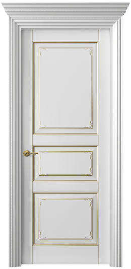 Дверь межкомнатная 6231 ББЛП. Цвет Бук белоснежный с позолотой. Материал Массив бука эмаль с патиной. Коллекция Royal. Картинка.