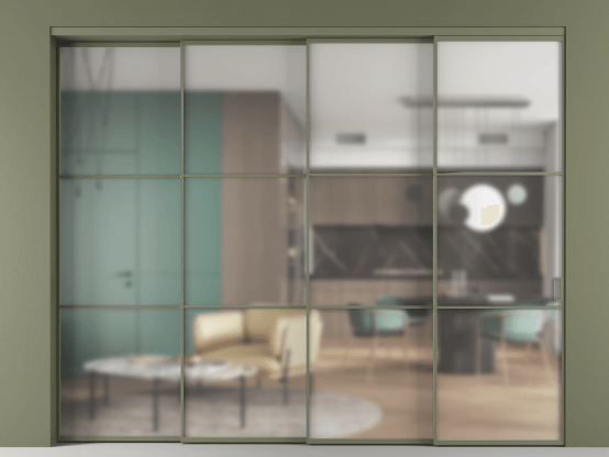 Алюминевая перегородка АЛПР 040.03_АОТ_Matelux Crystalvision_new. Цвет Алюминий оливковый тёмный. Материал Алюминий в эмали. Коллекция Перегородка Формато внутри проёма 4 створки с синхронным механизмом. Фото. Алюминевая перегородка АЛПР 040.03_АОТ_Matelux Crystalvision_new. Цвет Алюминий оливковый тёмный. Материал Алюминий в эмали. Коллекция Перегородка Формато внутри проёма 4 створки с синхронным механизмом. Картинка.