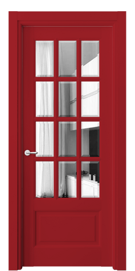 Дверь межкомнатная 6313 Сигнальный красный RAL 3001. Цвет RAL. Материал Массив бука эмаль. Коллекция Toscana Grigliato. Картинка.