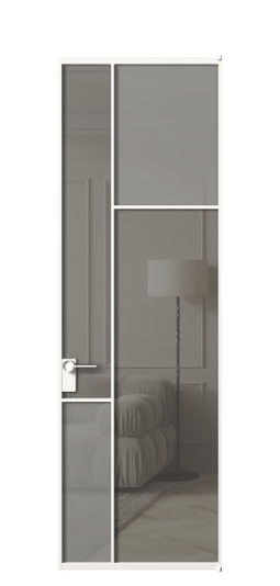 Межкомнатная дверь АЛПЛ041.11 БЕЛ Серый сатин матовое + Серый прозрачное. Цвет Алюминий Белый. Материал Алюминий. Коллекция Mosaic. Фото. Дверь межкомнатная АЛПЛ041.11 БЕЛ Серый сатин матовое + Серый прозрачное. Цвет Алюминий Белый. Материал Алюминий. Коллекция Mosaic. Картинка.