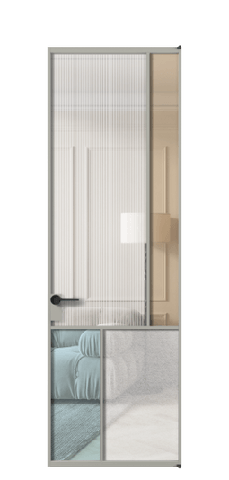 Межкомнатная дверь АЛПЛ041.21 АНСР 4 стекла. Цвет Алюминий нейтральный серый. Материал Алюминий в эмали. Коллекция Mosaic. Фото. Дверь межкомнатная АЛПЛ041.21 АНСР 4 стекла. Цвет Алюминий нейтральный серый. Материал Алюминий в эмали. Коллекция Mosaic. Картинка.