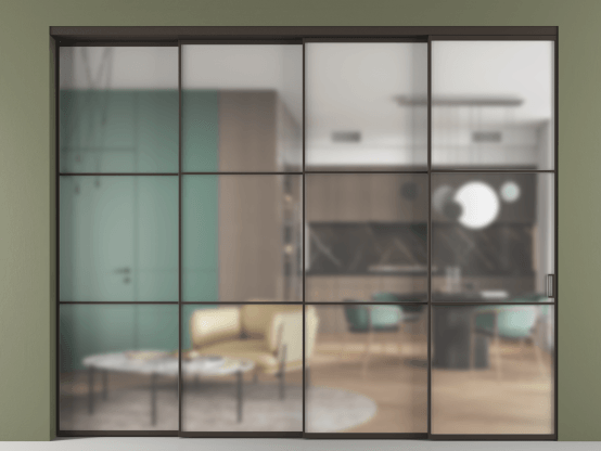 Алюминевая перегородка АЛПР 040.03_ААН_Matelux Crystalvision_new. Цвет Алюминий антрацит. Материал Алюминий в эмали. Коллекция Перегородка Формато внутри проёма 4 створки с синхронным механизмом. Фото. Алюминевая перегородка АЛПР 040.03_ААН_Matelux Crystalvision_new. Цвет Алюминий антрацит. Материал Алюминий в эмали. Коллекция Перегородка Формато внутри проёма 4 створки с синхронным механизмом. Картинка.