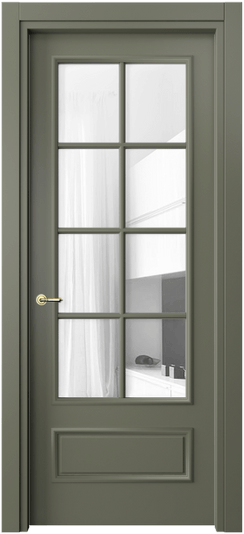 Межкомнатная дверь 8112 МОТ Прозрачное стекло. Цвет Матовый оливковый тёмный. Материал Гладкая эмаль. Коллекция Paris. Фото. Дверь межкомнатная 8112 МОТ Прозрачное стекло. Цвет Матовый оливковый тёмный. Материал Гладкая эмаль. Коллекция Paris. Картинка.