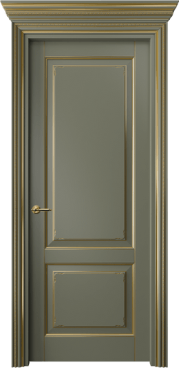 Дверь межкомнатная 6211 БОТП. Цвет Бук оливковый тёмный с позолотой. Материал Массив бука эмаль с патиной. Коллекция Royal. Картинка.
