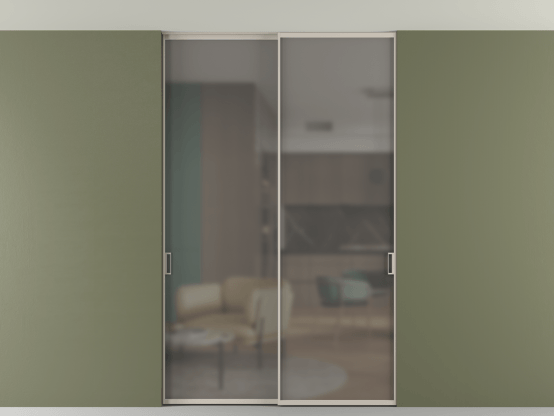 Алюминевая перегородка АЛПР 040.01_АСБЖ_Серый сатин триплекс_new. Цвет Алюминий светло-бежевый. Материал Алюминий в эмали. Коллекция Перегородка Формато внутри проёма скрытое крепление в потолок 2 створки. Фото. Алюминевая перегородка АЛПР 040.01_АСБЖ_Серый сатин триплекс_new. Цвет Алюминий светло-бежевый. Материал Алюминий в эмали. Коллекция Перегородка Формато внутри проёма скрытое крепление в потолок 2 створки. Картинка.