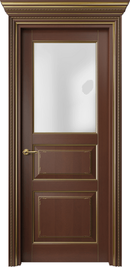 Дверь межкомнатная 6232 БКЗ САТ. Цвет Бук коричневый с золотом. Материал Массив бука с патиной. Коллекция Royal. Картинка.