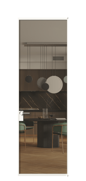 Межкомнатная дверь АЛПЛ040.01 Бронза триплекс БЕЛ. Цвет Алюминий Белый. Материал Алюминий. Коллекция Formato. Фото. Дверь межкомнатная АЛПЛ040.01 Бронза триплекс БЕЛ. Цвет Алюминий Белый. Материал Алюминий. Коллекция Formato. Картинка.