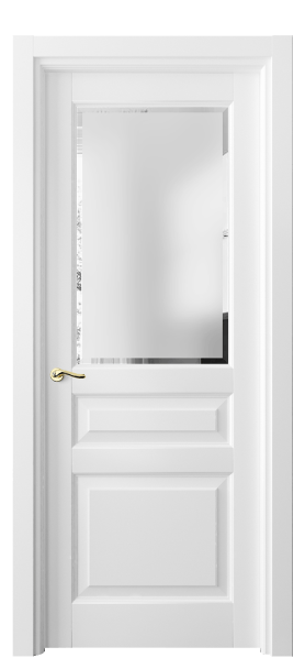 Межкомнатная дверь 0710 МБЛ Сатинированное стекло с фацетом. Цвет Матовый белоснежный. Материал Гладкая эмаль. Коллекция Лигнум. Фото. Дверь межкомнатная 0710 МБЛ Сатинированное стекло с фацетом. Цвет Матовый белоснежный. Материал Гладкая эмаль. Коллекция Лигнум. Картинка.