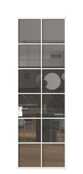 Межкомнатная дверь АЛПЛ040.05 Серый триплекс БЕЛ. Цвет Алюминий Белый. Материал Алюминий. Коллекция Formato. Фото. Дверь межкомнатная АЛПЛ040.05 Серый триплекс БЕЛ. Цвет Алюминий Белый. Материал Алюминий. Коллекция Formato. Картинка.